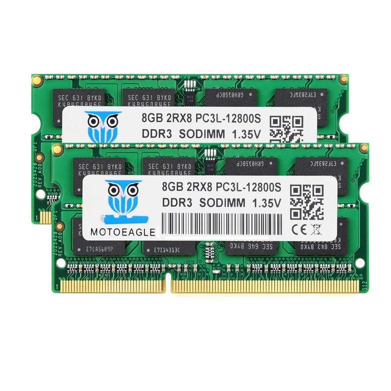 Motoeagle 8GB DDR3 DDR3L-1600 SODIMM, 16GB Kit (2x8GB) PC3L-12800S RAM 1600 Mhz, Motoeagle 2RX8 1.35V Dual Rank Module Chips Upgrade for Laptop - Image 1